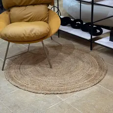 Tapete De Juta Trançado Vários Tamanhos Fácil Limpeza Redondo Fibra Natural Banheiro Elegante Sala