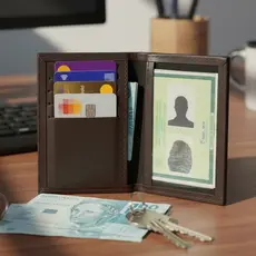 Carteira Slim Couro Porta Cartões RG CNH