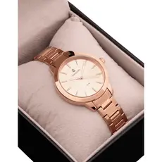 Relógio Feminino Dourado Rose Gold Slim 36mm Pulseira Aço Inox Vanglore Essence