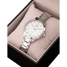 Relógio Feminino Prata Slim 36mm Pulseira Aço Inox Vanglore Essence