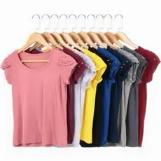 Kit 4 Blusa Feminina Manga Curta Dupla Tshirt Basica Blusinha
