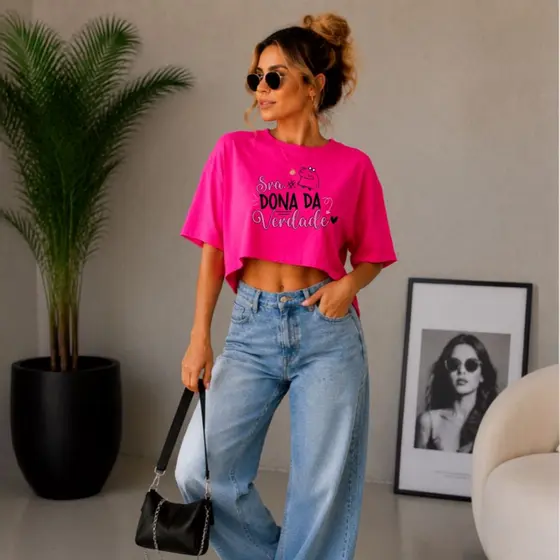 Blusa cropeed camiseta estampa ser dona da verdade camiseta t-shirt