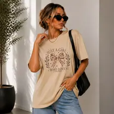 Camiseta feminina estivo oversize com estampa Just 100% algodao