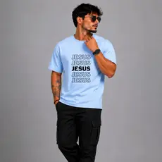 Camiseta masculina com estampa Jesus 100% algodão