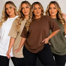 Kit 4 Camisetas Femininas Basica Plus Size 100% Algodão