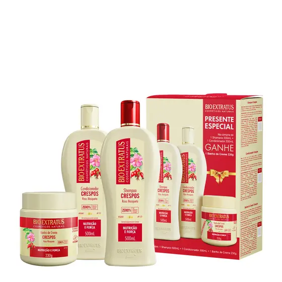 Bio Extratus Kit Crespos Rosa Mosqueta Home Care (3 produtos)