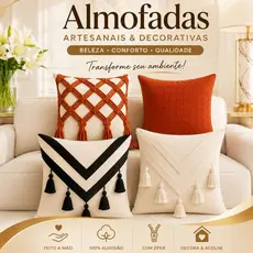 Capa De Almofada Luxo Decorativa Para Sofá Boho Chic 45x45 Trançada Macramê Macia com Zíper