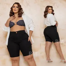 Bermuda Feminina Jeans Plus Size C/ Lycra Pedal Cintura Alta 44 ao 54