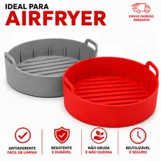 Forma De Silicone AirFryer Antiaderente Redonda 2,5 à 3,5 Litros