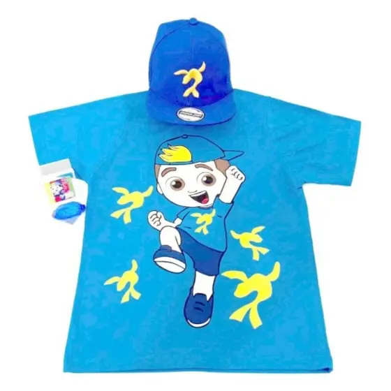 Camiseta Infantil Luccas Neto Com Boné e Pedra Do Poder