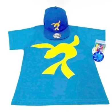 Camiseta Infantil Super Foca Lucas Neto + Boné Bordado + Pedra Do Poder Azul