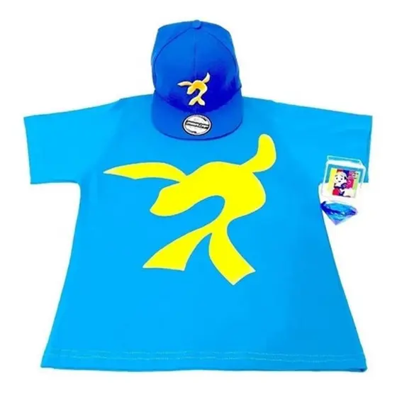 Camiseta Infantil Luccas Neto + Pedra Do Poder Azul + Boné Luccas bordado com ajuste atras