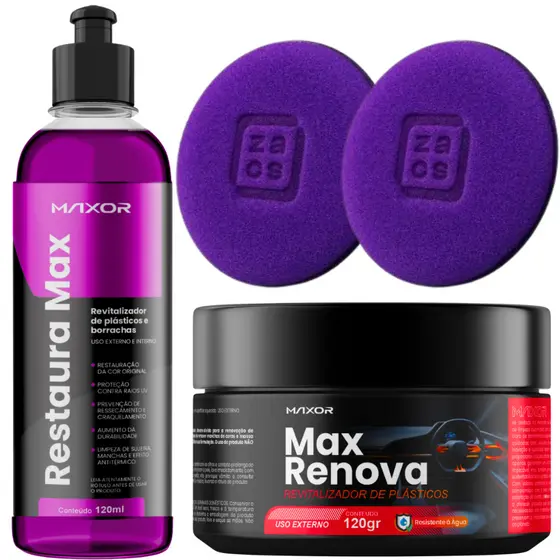 Kit Limpeza Automotiva Restaurador De Plastico Painel e Retrovisor Restaura Max Maxor