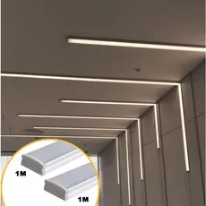 Perfil Sobrepor Em L 2 Metros Corte 45° Completo Fita C Fonte Corte Teto-Parede Decoração Iluminação