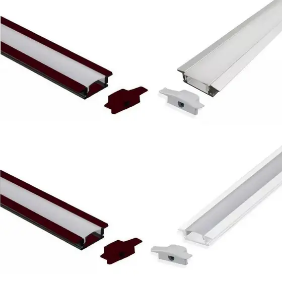 Perfil De Led Slim Para Embutir Gesso Marcenaria 1m Preto/Corten/Alumínio/Branco