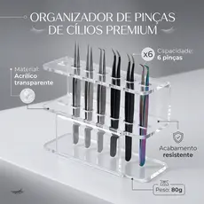 Porta Pinças para Cílios em Acrílico Organizador Profissional com 6 Furos I POSTAGEM 24 HORAS