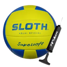 Bola de Volei Sloth SuperSoft Quadra / Praia Pu Costurada Macia + Bomba de Ar