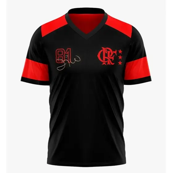 Camisa Flamengo Masculina Zico 81 Preta Oficial Licenciada