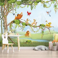 Papel de Parede Infantil Safari Rei Leão Personalizado Para Decorar Quarto de Bebê