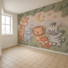Papel de Parede Infantil Autocolante Selva Safari Para Decorar Quarto de Bebê e Criança m²