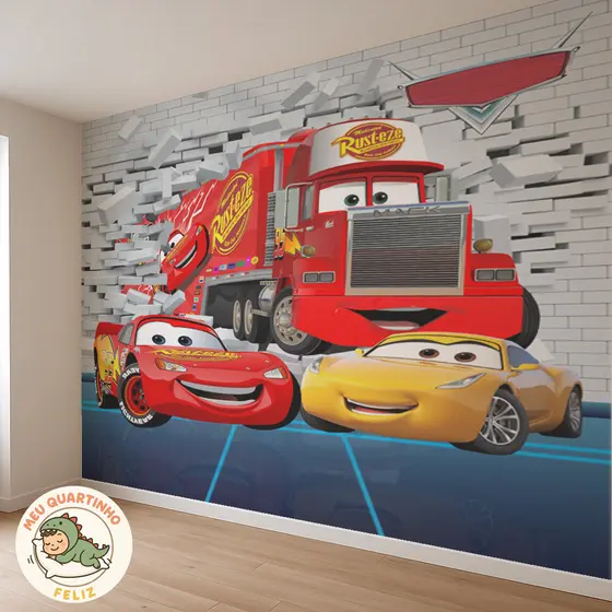 Papel de Parede Relampago Macqueen 3D m² para Quarto Infantil Adesivo 160