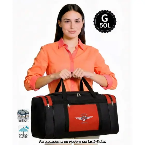 50L - Bolsa de Viagem G – Sacola Grande Dobrável para Academia e Viagens Curtas