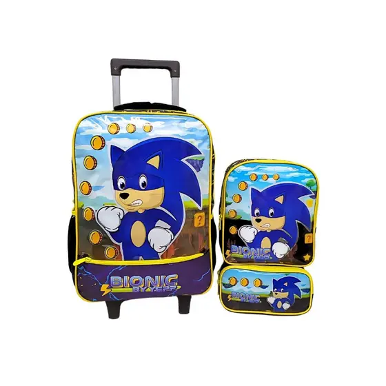 Kit Mochila com Rodinhas Speed com Lancheira e Estojo