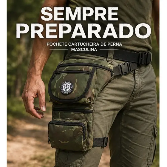 Pochete Cartucheira De Perna Masculina Uso Diversos