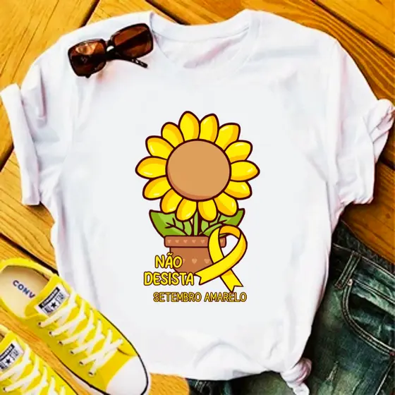 CAMISETA NÃO DESISTA GIRASSOL - SETEMBRO AMARELO