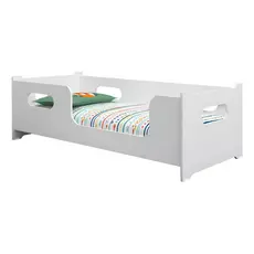 Cama Solteiro Montessoriana Moderna Com Grade De Proteção Encanto Quarto Da Criança Cor Branco