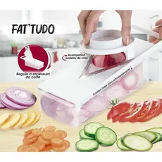 Multi Cortador Fatiador Ralador Mandoline 5 em 1 Saladas Legumes Batata com Apoiador Trava Alta Performance