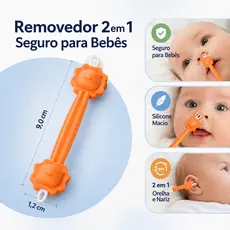 Removedor Cera Ouvido Bebê 2 em 1 Limpador Nasal Silicone Seguro Infantil Macio Reutilizável