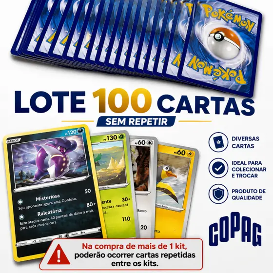Cartas Pokemon Originais Lote de 100  - Cartas Variadas