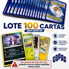 Cartas Pokemon Originais Lote de 100 - Cartas Variadas