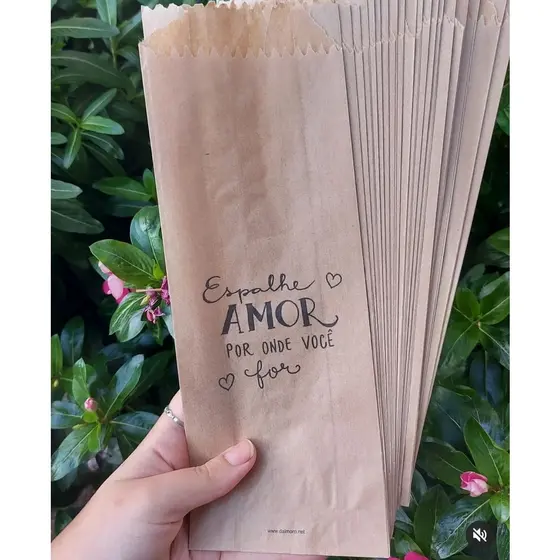 Saquinho Kraft - espalhe amor - Kit Ressaca Lembrancinha Personalizados
