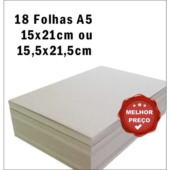 32 Folhas Papelão Cinza Holler Tamanho A5 - 1,9mm  Papelão Horlle