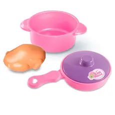 Kit Cozinha Infantil Altimar Rosa com 2 Panelinhas Tampa e Frango Inmetro