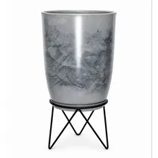 Vaso para plantas coluna bojo liso N1 31X25cm polietileno com prato e suporte