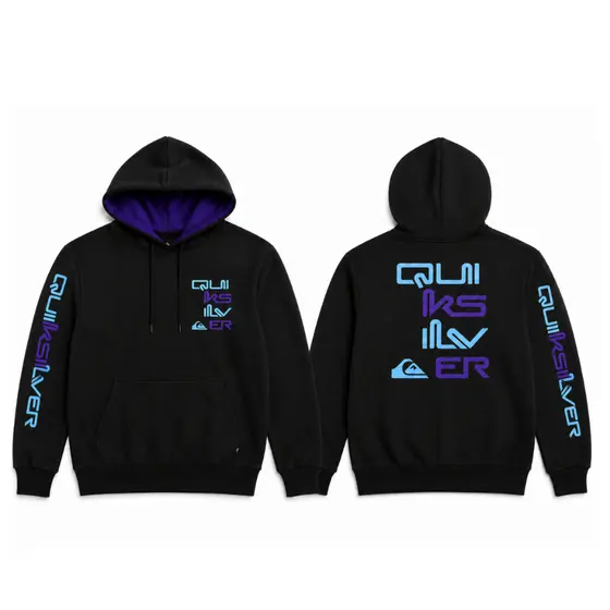 Moletom Canguru Quiksilver Roxo e Azul Skate Surf Surfing Rua Streetwear Algodão