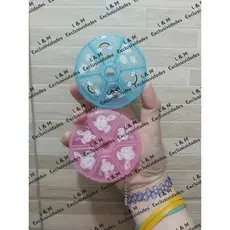 Kit 2 un. MINI porta comprimidos 8cm com 6 divisórias Azul e Rosa