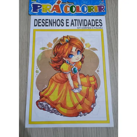 Desenhos e Atividades para Meninas 5 Folhas Soltas Frente e Verso (10 Páginas) Pintar Colorir Aprender Brincar