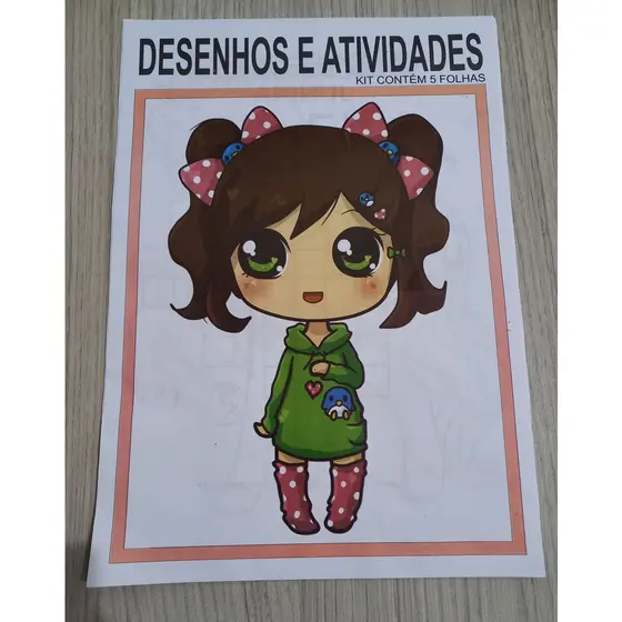 Desenhos e Atividades para Meninas 5 Folhas Soltas Frente e Verso (10 Páginas) Colorir Aprender Pintar Brincar