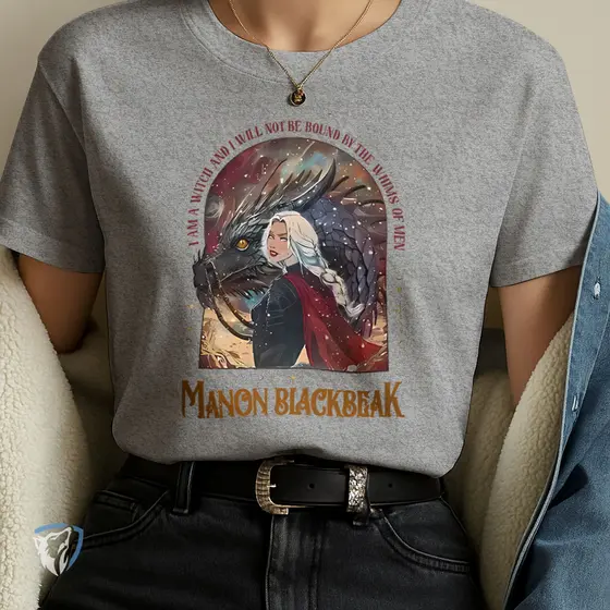Camiseta Feminina Manon Blackbeak | Estampa Bruxa e Dragão