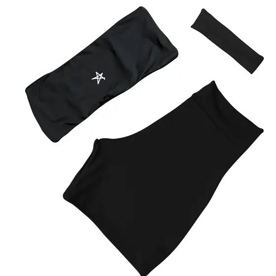 Conjunto Academia Urano Marrom top faixa tomara que caia shorts basico cintura media + brinde