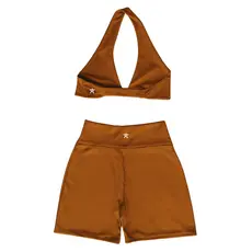 Conjunto Top Academia Frente unica Decote Transpassado Costas Nua Poliamida Duplo reforçado