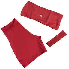Shorts Meia coxa cintura Alta Conjunto Poliamida Top Duplo tomara que caisa + faixa cabelo brinde