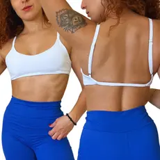 Top academia costas nua feminino fitness tiras alcinha revestido