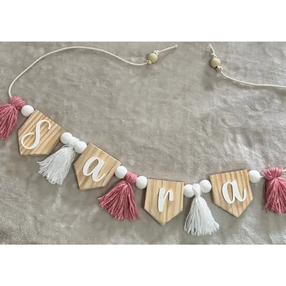 Porta maternidade varal tassel  personalizado chá de bebê bandeirinha nome