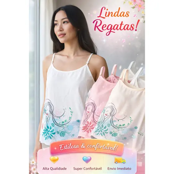 Regata Feminina Estampada - leve linda e super confortável!.