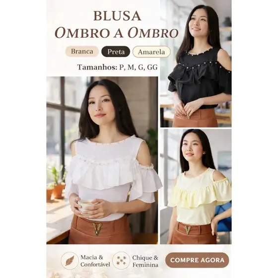 Blusa Ombro a Ombro Feminina - Elegância e Delicadeza em cada detalhe.